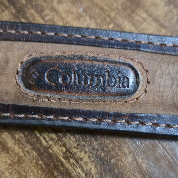 Size 34 Columbia Brown Leather Belt with Silver Buckle - Picture 3 of 6